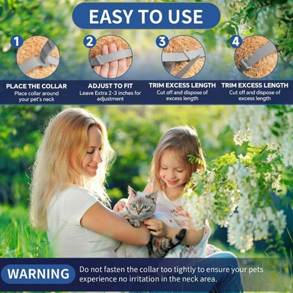 New Cat Flea Collar 4 Pack - 32 Month Tick Prevention Waterproof Adjustable